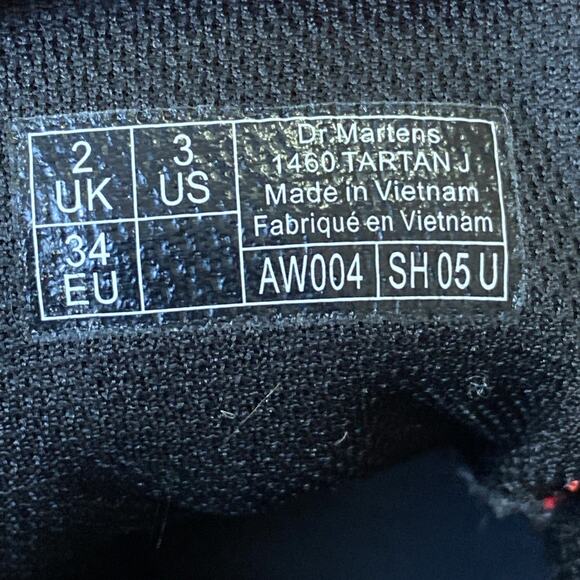 Dr. Martens Combat Boots Youth Sz 3 Tartan J Red Plaid - Picture 8 of 10